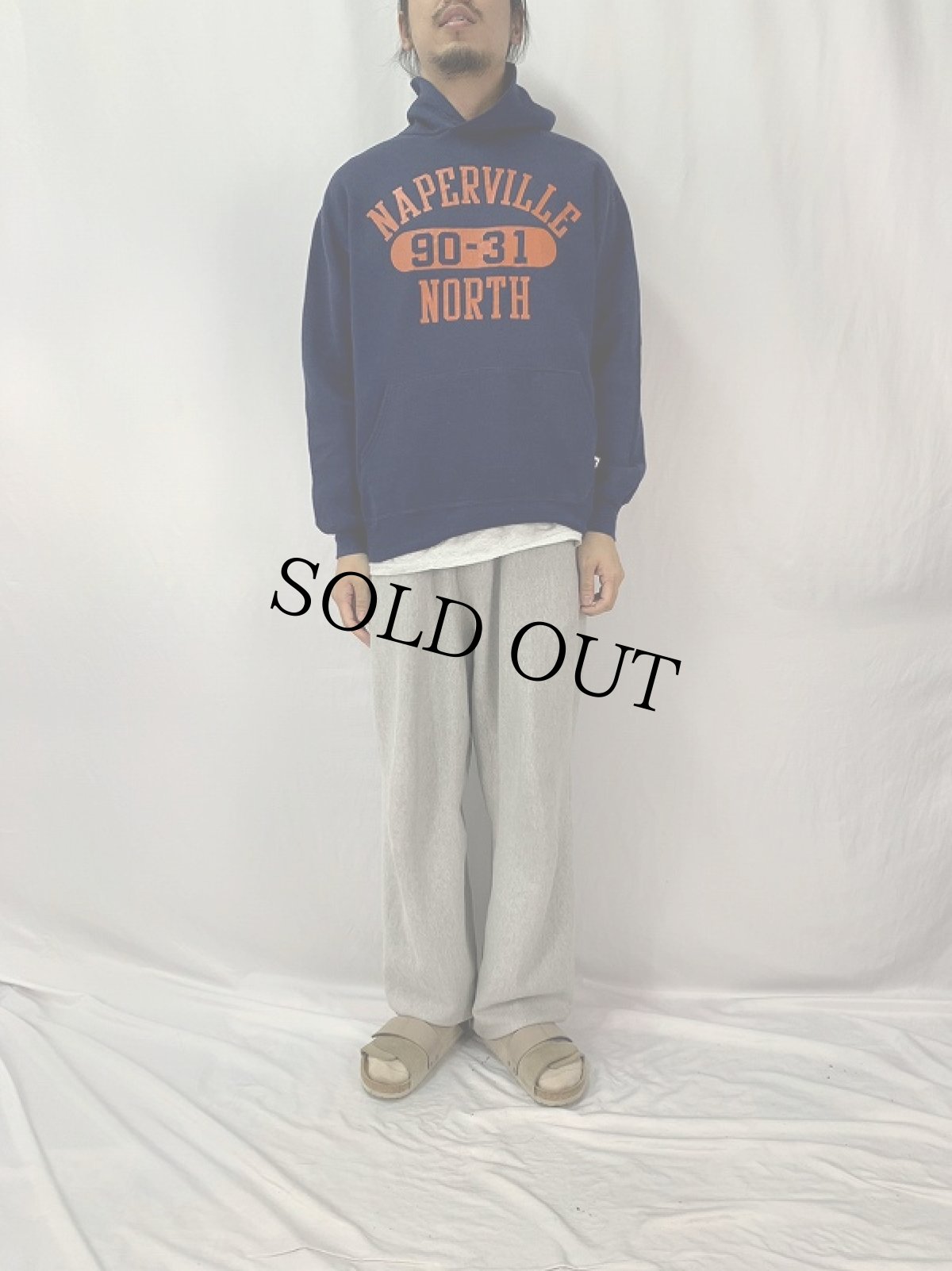 画像2: 90's〜 USA製 "NAPERVILLE NORTH" プリントスウェットフーディー L (2)