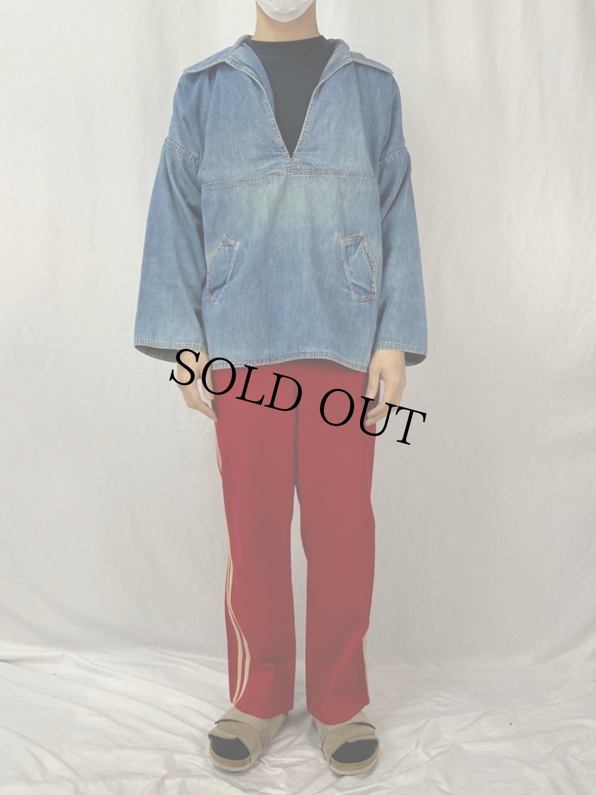 画像2: 70's〜 JCPenney デニムフィッシャーマンスモック L (2)