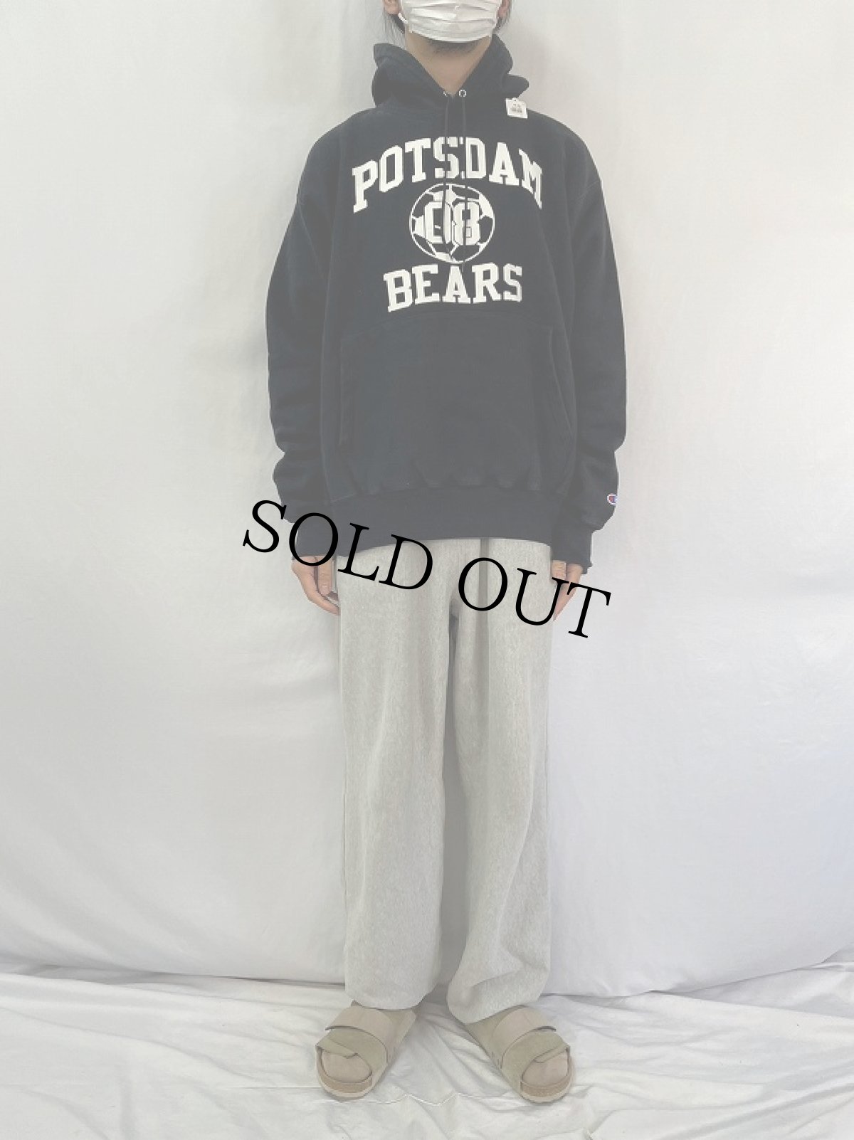 画像2: 00's Champiom REVERSE WEAVE "POTSDAM BEARS" プリントスウェットフーディー L (2)