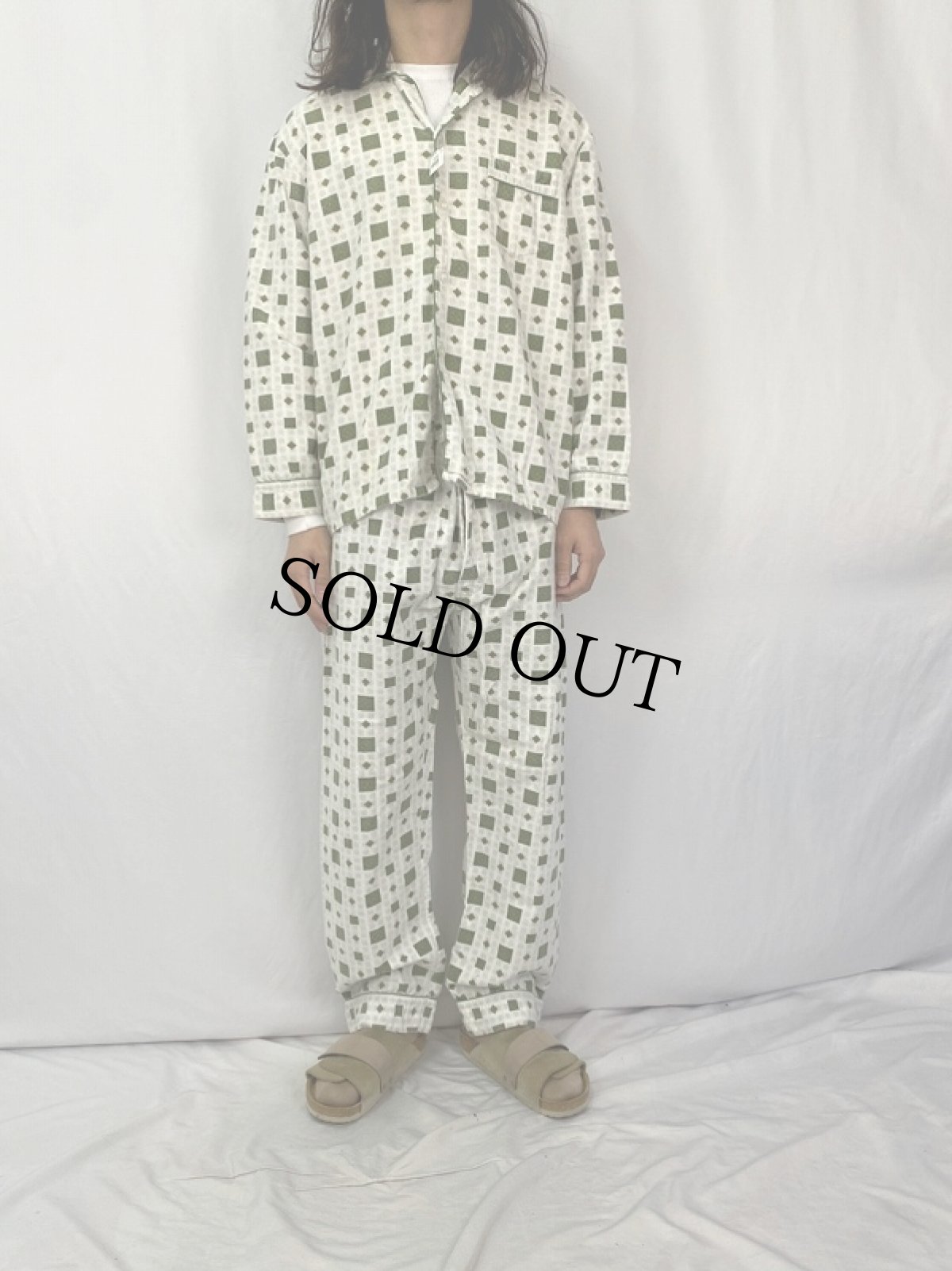 画像2: ETA 総柄 コットンパジャマシャツ＆パンツ SETUP M (2)