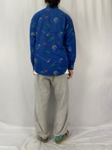 画像4: 90's GAP フィッシング柄 ボタンダウンコットンシャツ L (4)