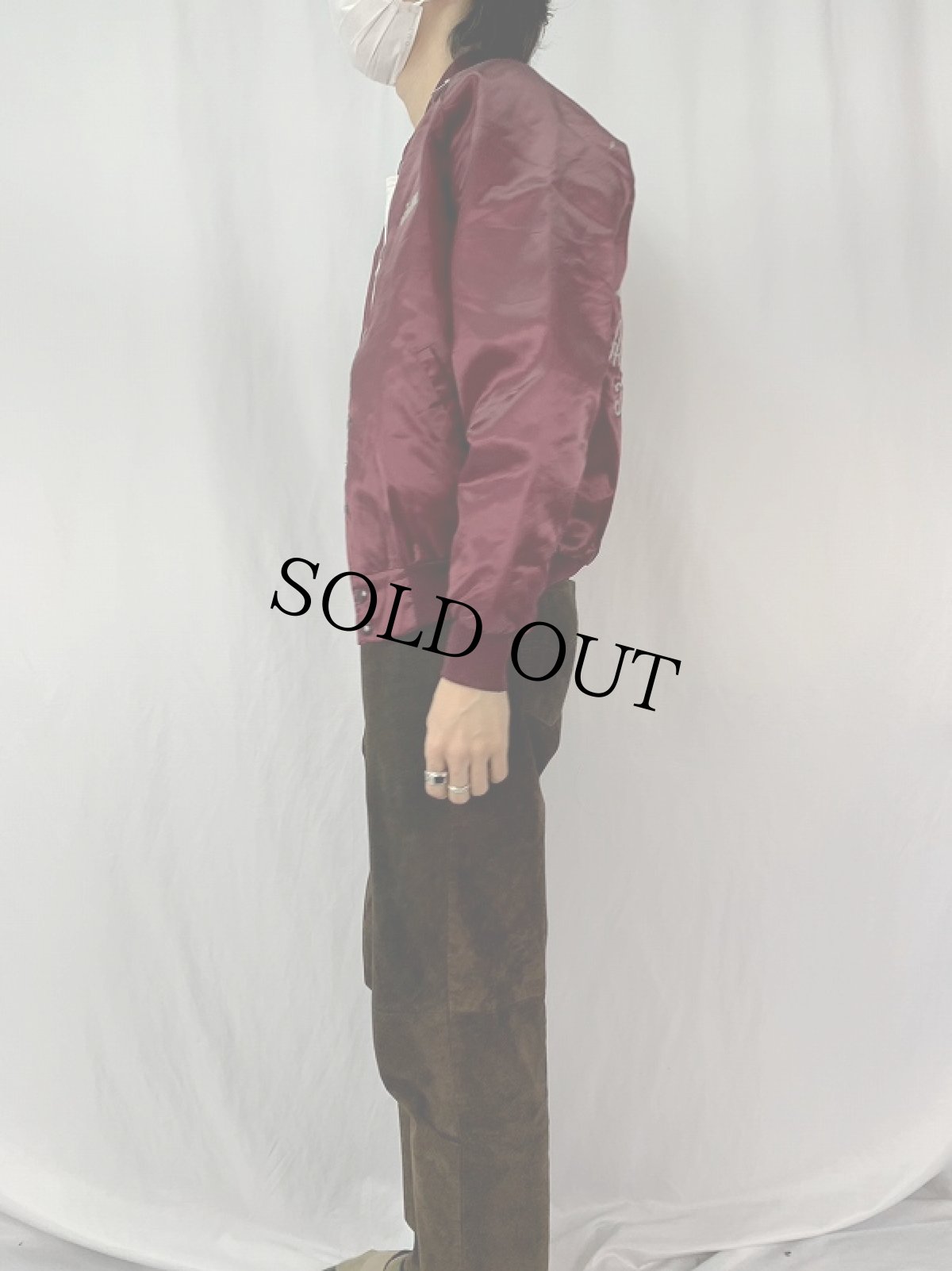 画像4: 80〜90's Satins USA製 チェーン刺繍 ナイロンスタジャン M (4)