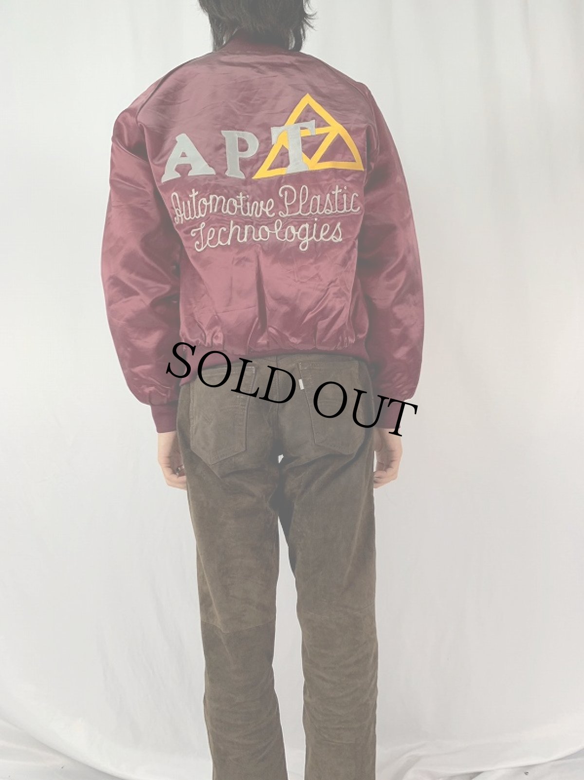 画像5: 80〜90's Satins USA製 チェーン刺繍 ナイロンスタジャン M (5)