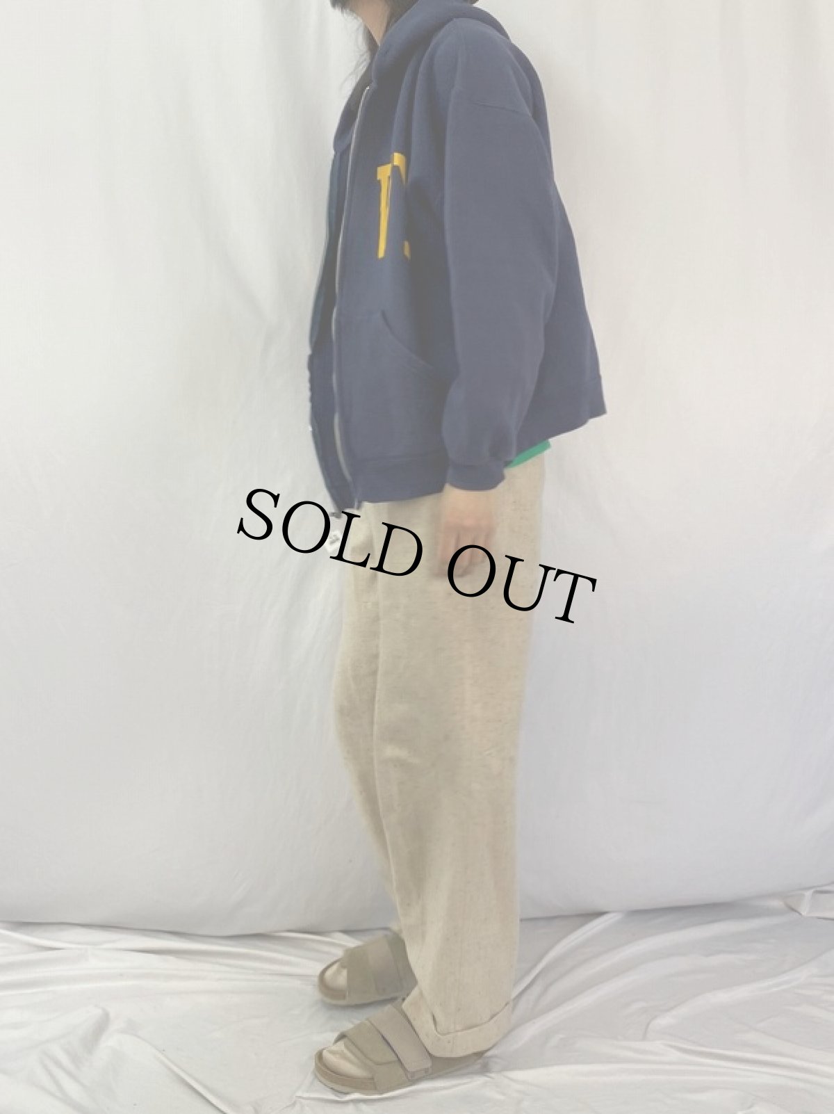 画像3: 90's SOFEE "NAVY" スウェットジップパーカー XL (3)