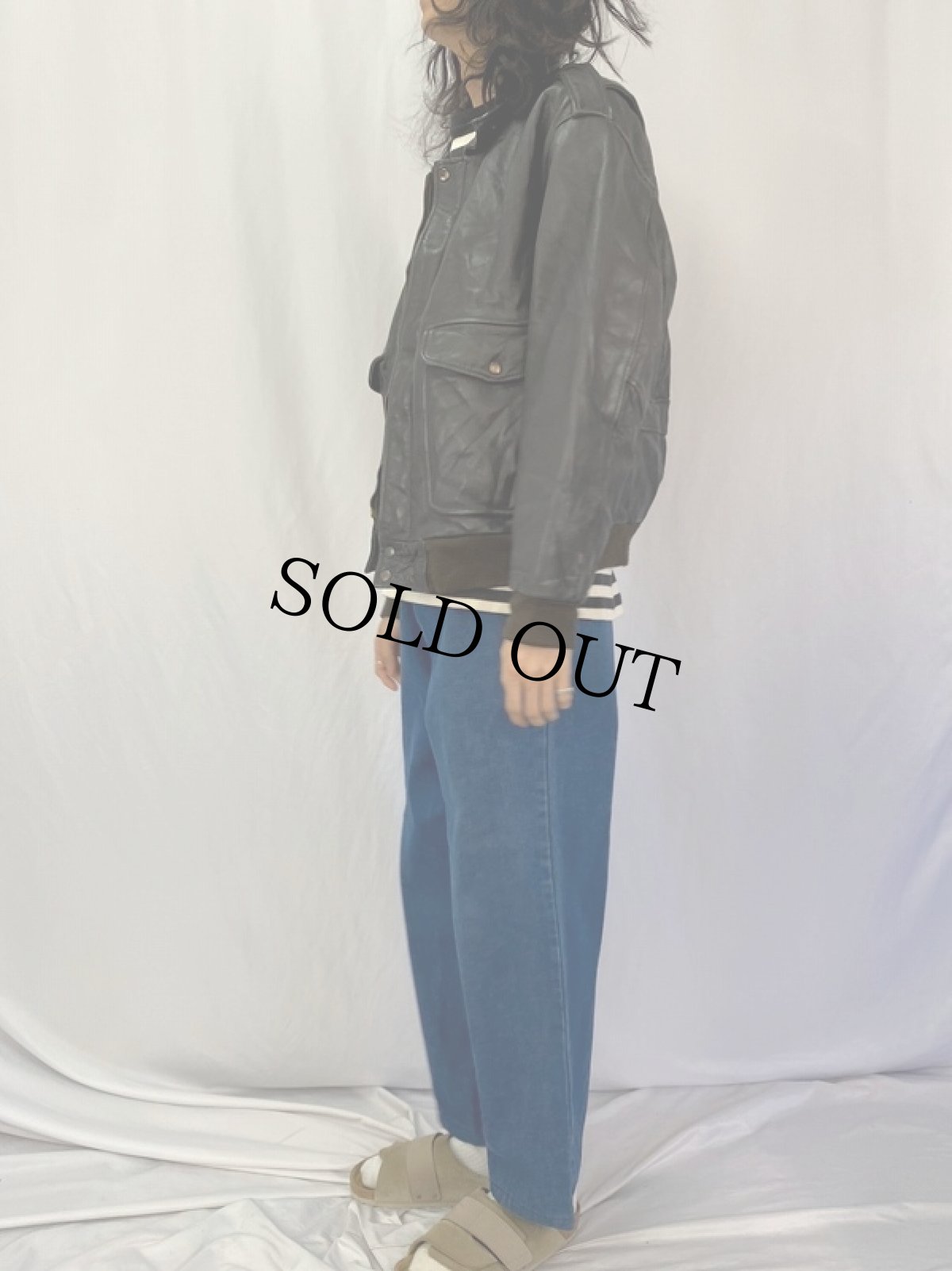 画像3: Echtes Leder レザーフライトジャケット SIZE52 (3)