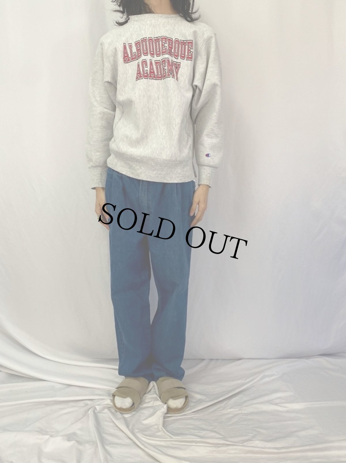 画像2: 80's Champion REVERSE WEAVE USA製 トリコタグ "ALBUQUERQUE ACADEMY" プリントスウェット L (2)