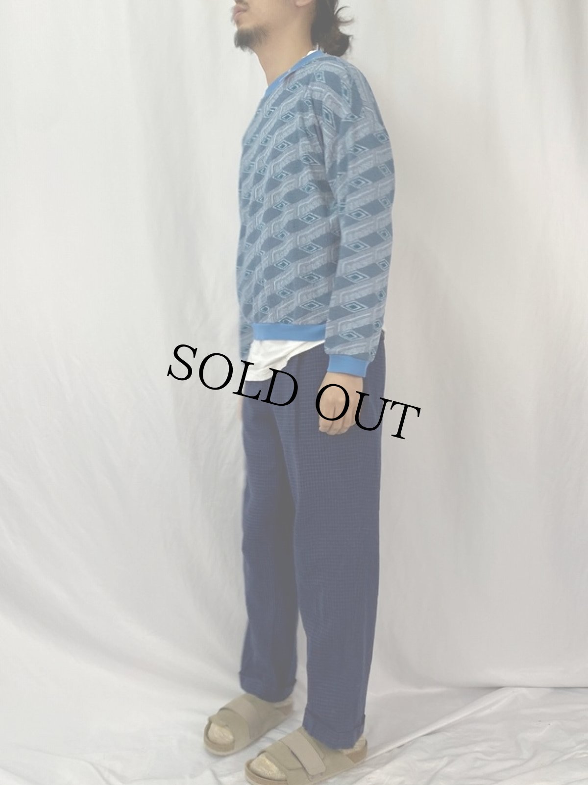 画像3: 70's ITALY製 総柄 アクリルジャガードスウェット SIZE52 (3)