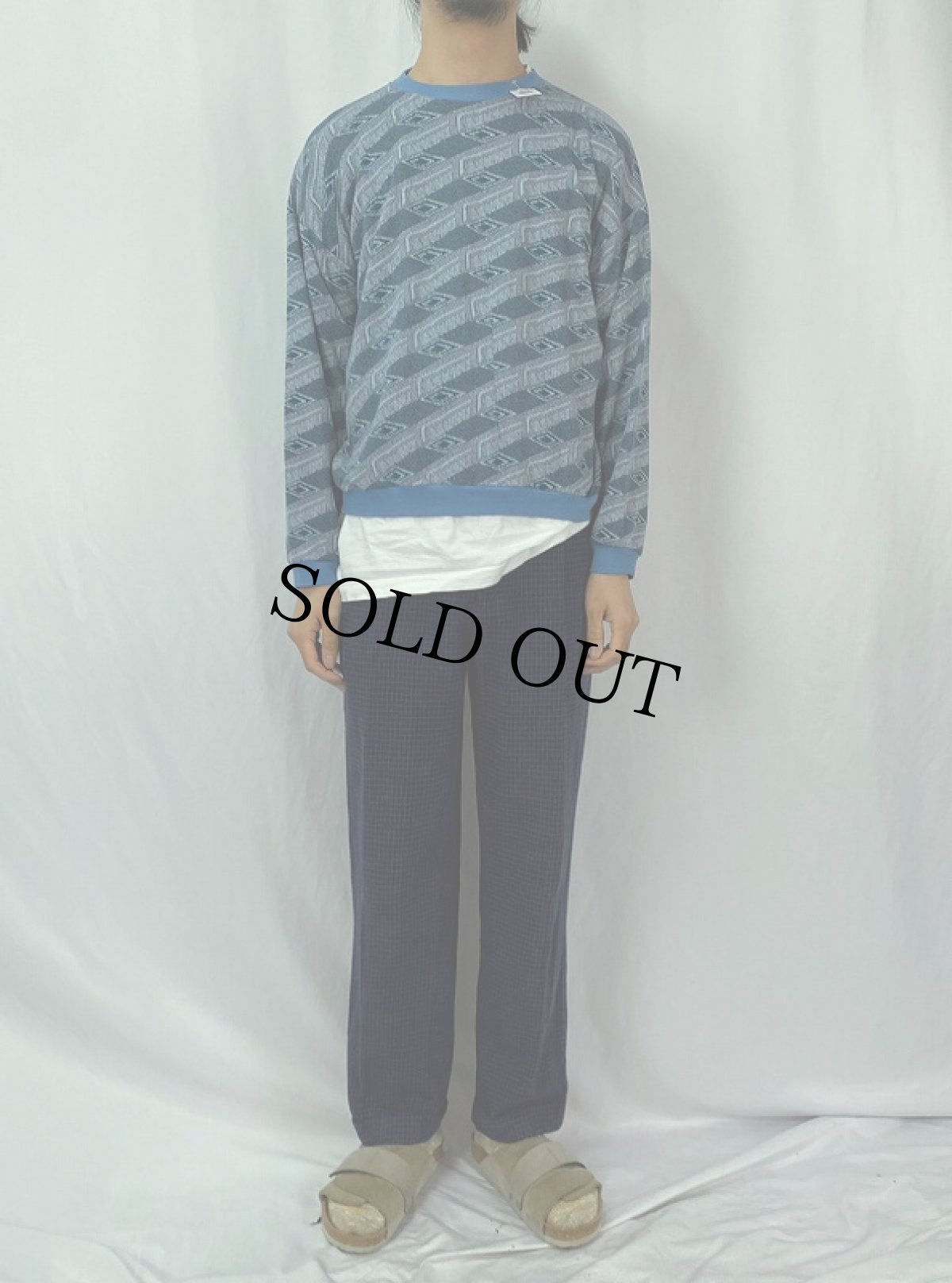 画像2: 70's ITALY製 総柄 アクリルジャガードスウェット SIZE52 (2)