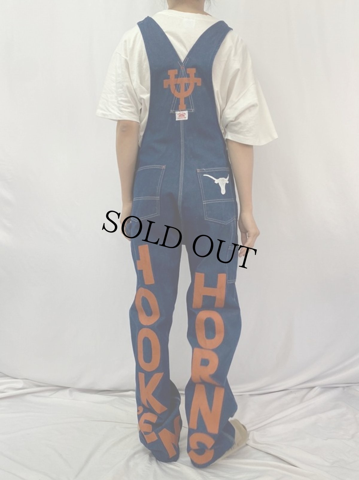 画像4: 80〜90's ROUND HOUSE USA製 ハンドペイント デニムオーバーオール W34 (4)