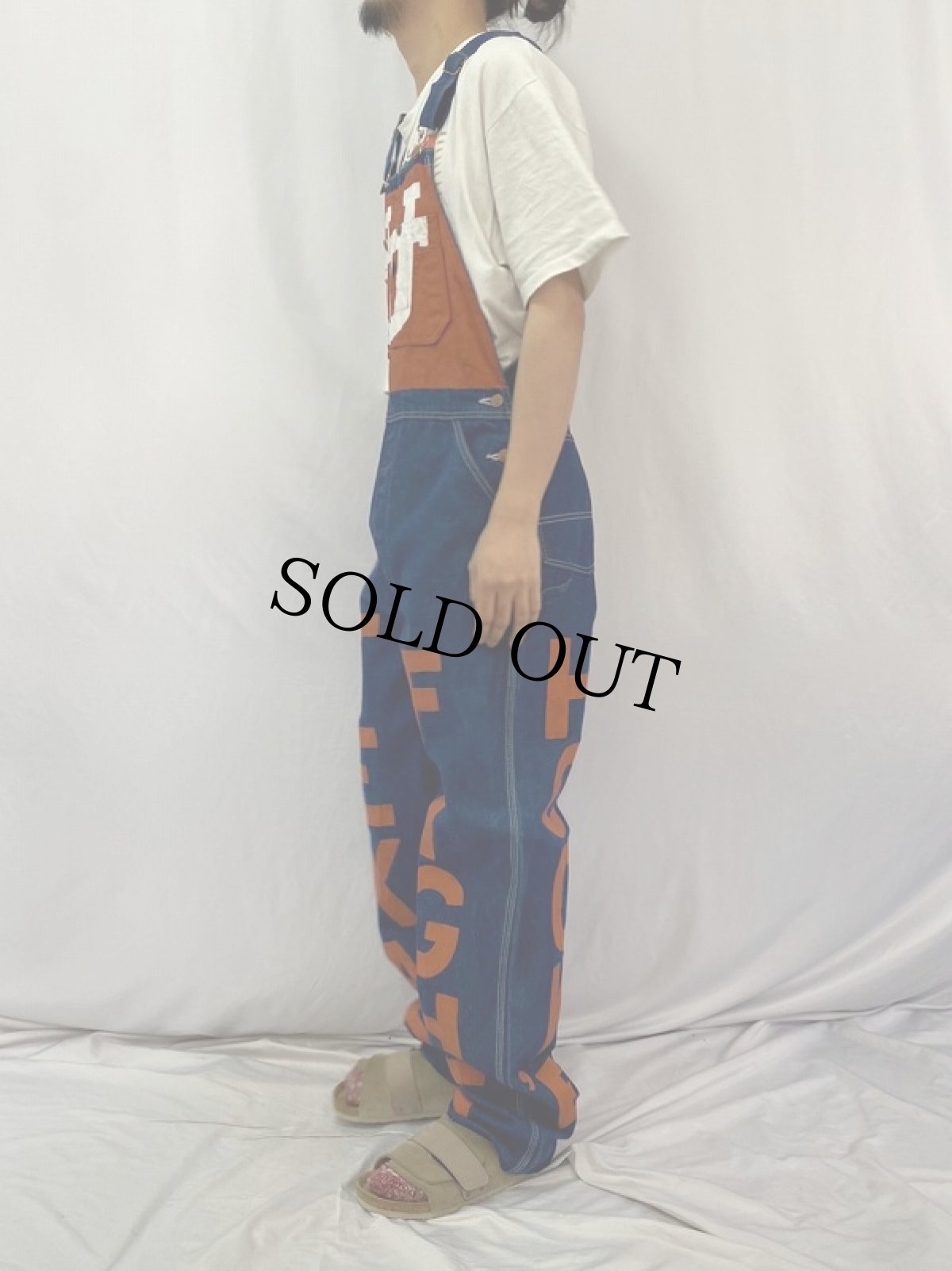 画像3: 80〜90's ROUND HOUSE USA製 ハンドペイント デニムオーバーオール W34 (3)