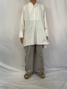 画像2: 〜40's "イカ胸×ダブルカフス×デタッチャブルカラー×マチ付き" ドレスシャツ SIZE43 (2)