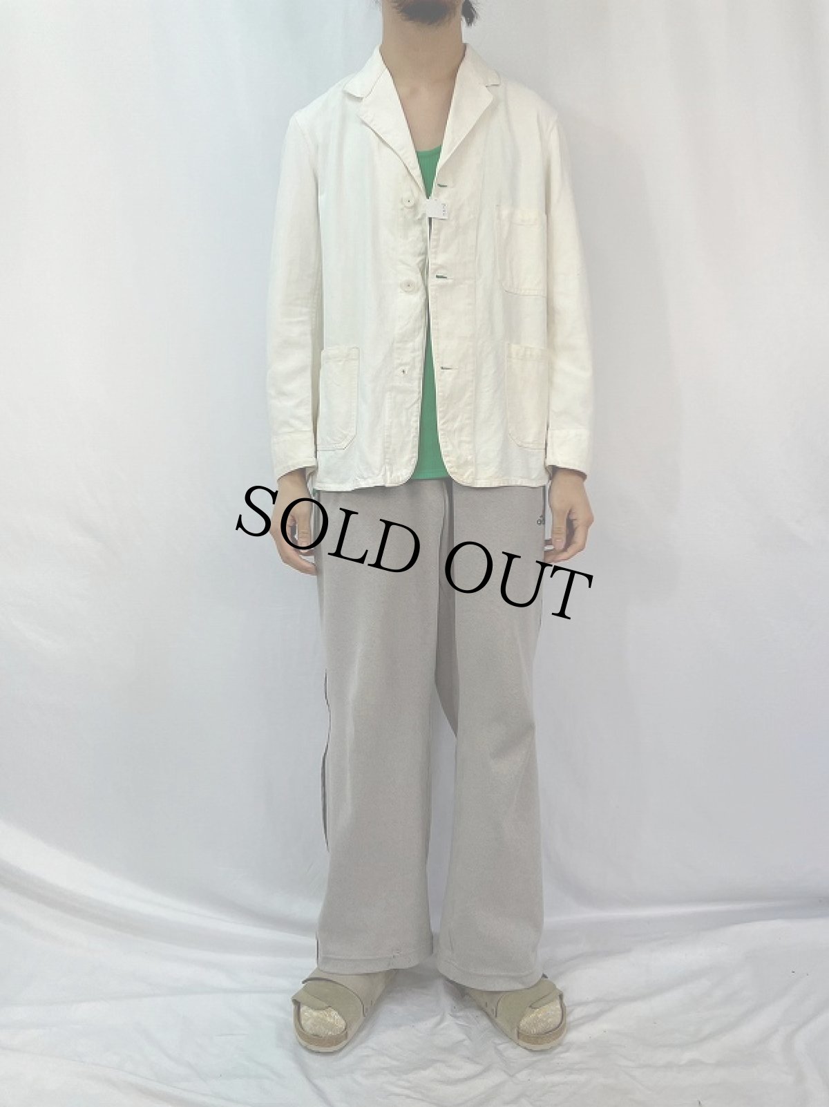 画像2: 40's ホワイトコットンワークジャケット SIZE40 (2)