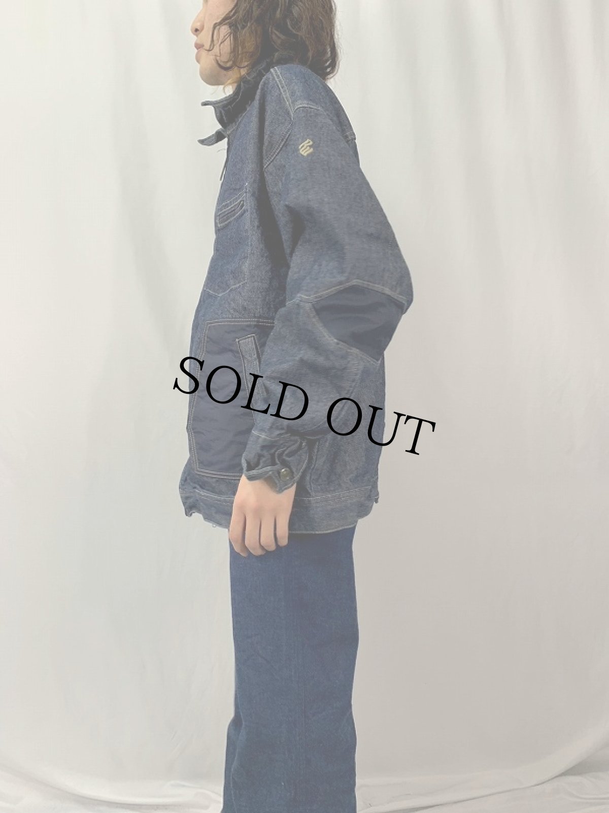 画像3: ROCAWEAR エルボーパッチ付き デニムジップジャケット XL (3)