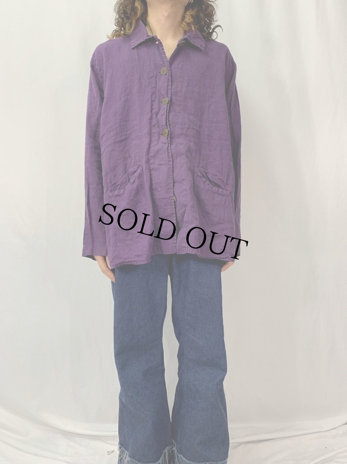 画像2: FLAX リネンシャツジャケット L (2)