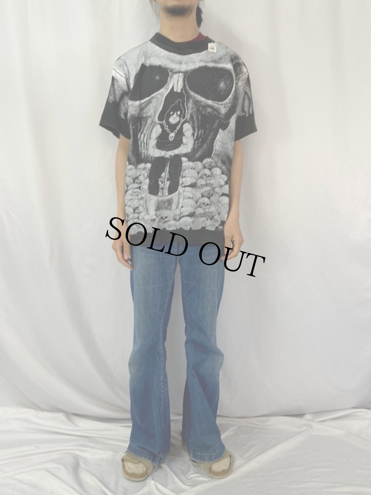 画像2: 90's "TRUTH SPORTS" スカルプリントTシャツ XL (2)