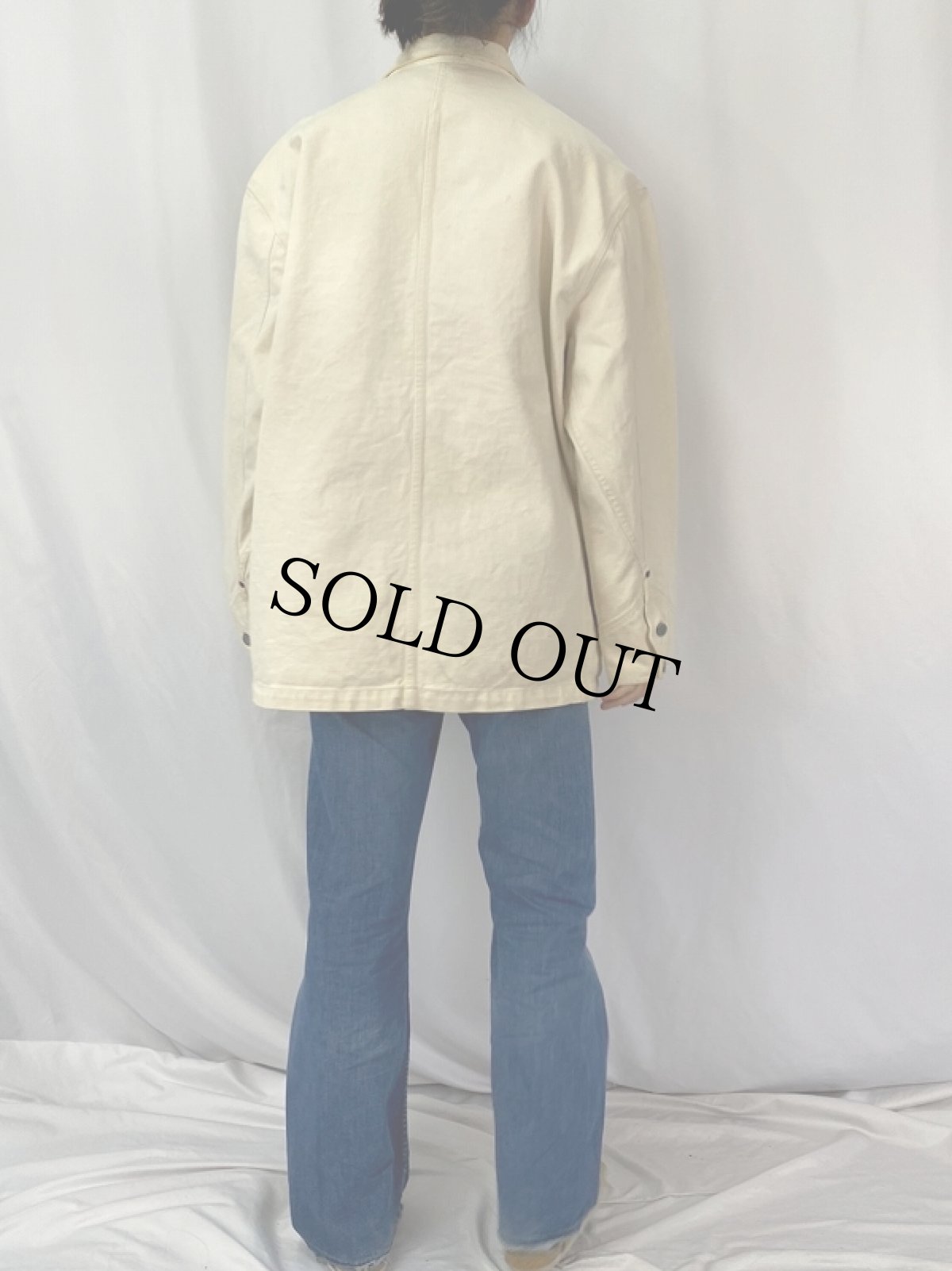 画像4: 90's Calvin Klein ホワイトデニムハンティングジャケット XL (4)