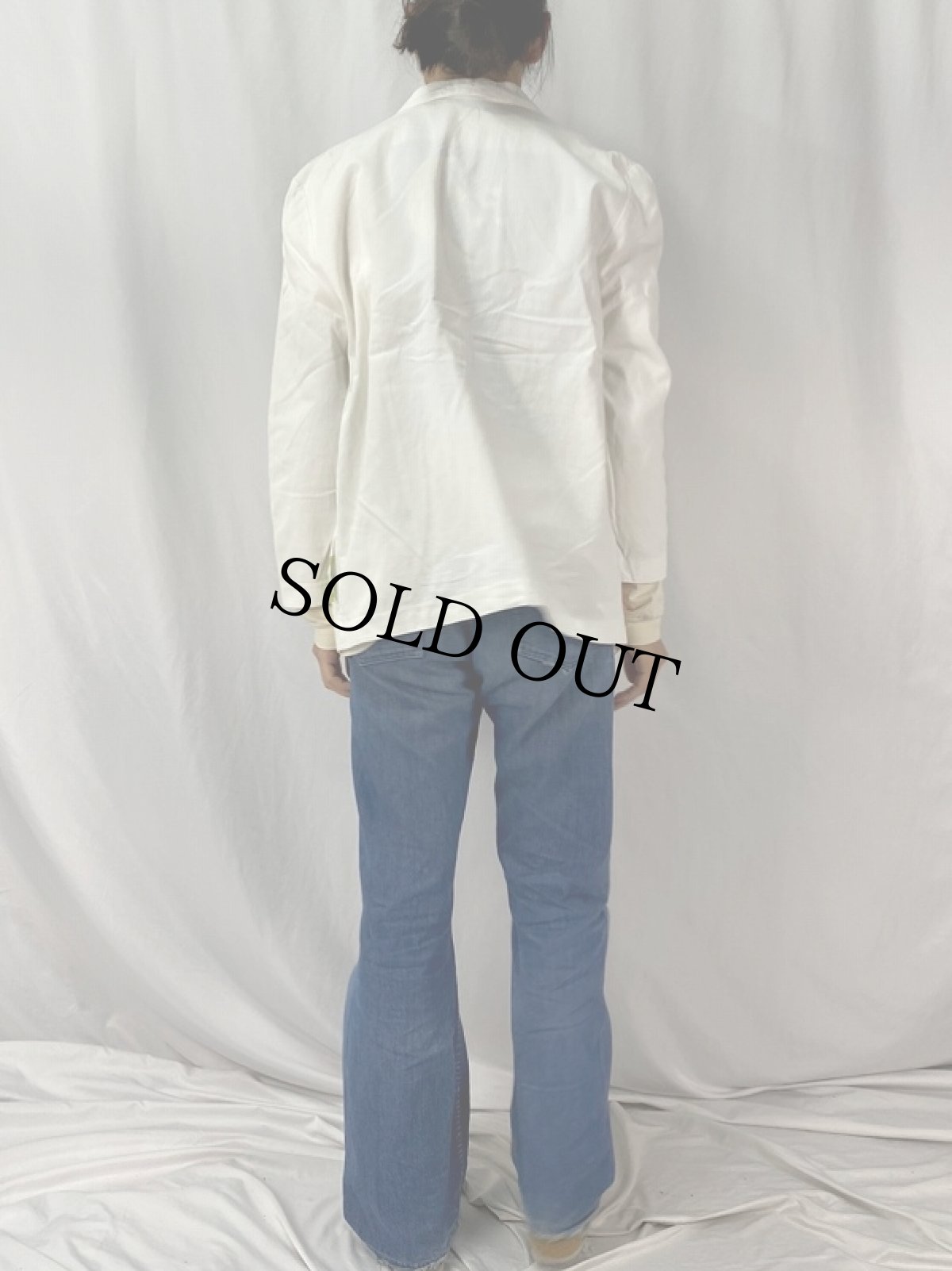 画像4: 90's〜 魚プリント コットンテーラードジャケット (4)