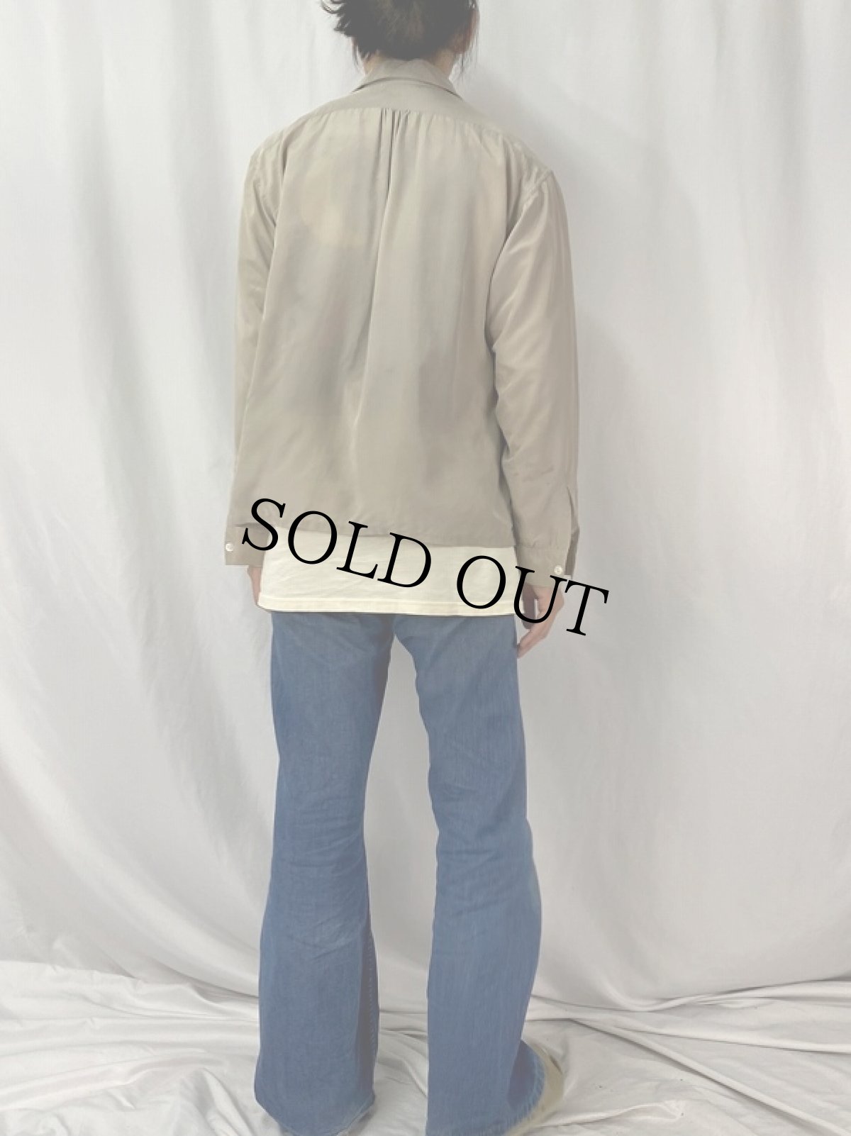 画像4: 40's TruVal ナイロン×アセテート オープンカラーシャツ ML (4)