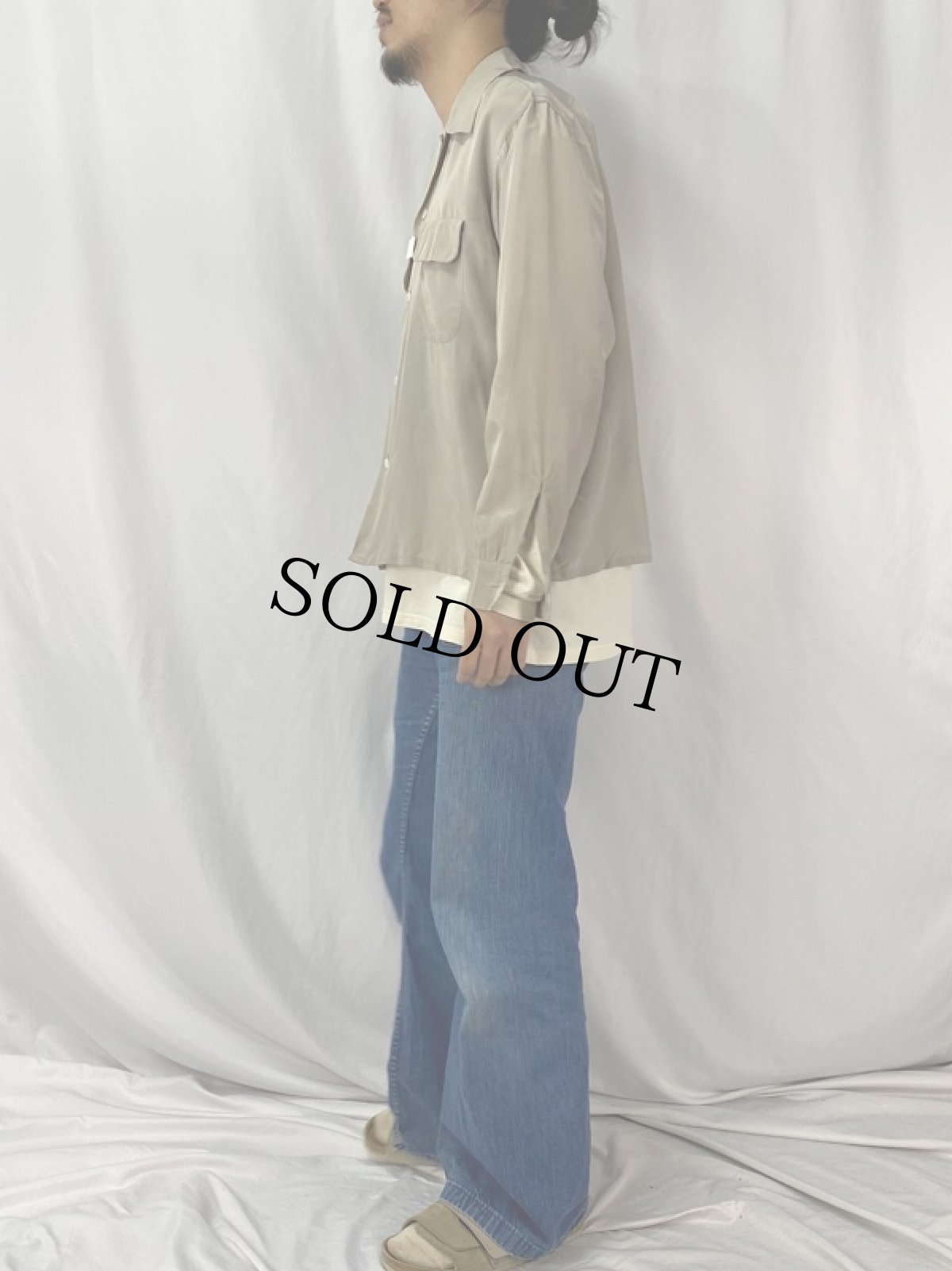 画像3: 40's TruVal ナイロン×アセテート オープンカラーシャツ ML (3)