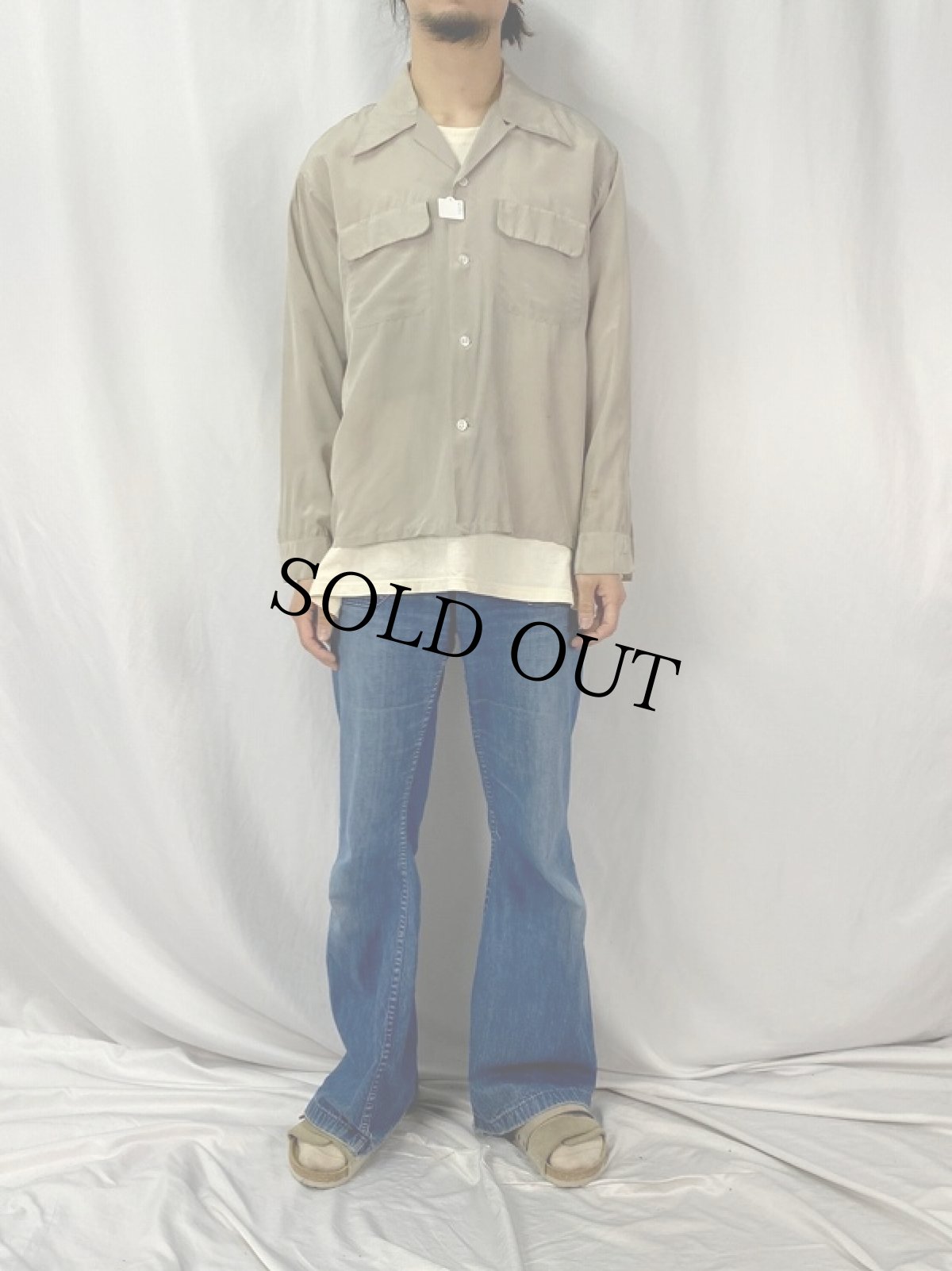 画像2: 40's TruVal ナイロン×アセテート オープンカラーシャツ ML (2)