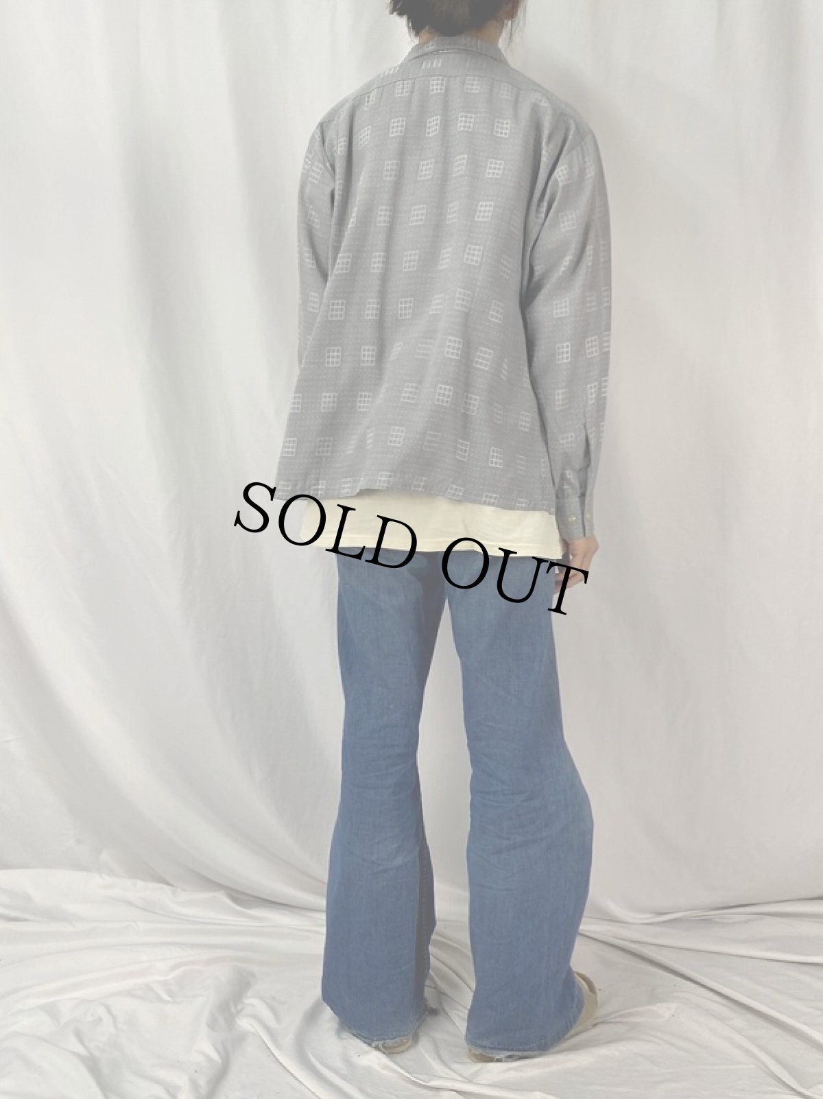 画像4: 50's Le' Parda 総柄 レーヨンオープンカラーシャツ L (4)