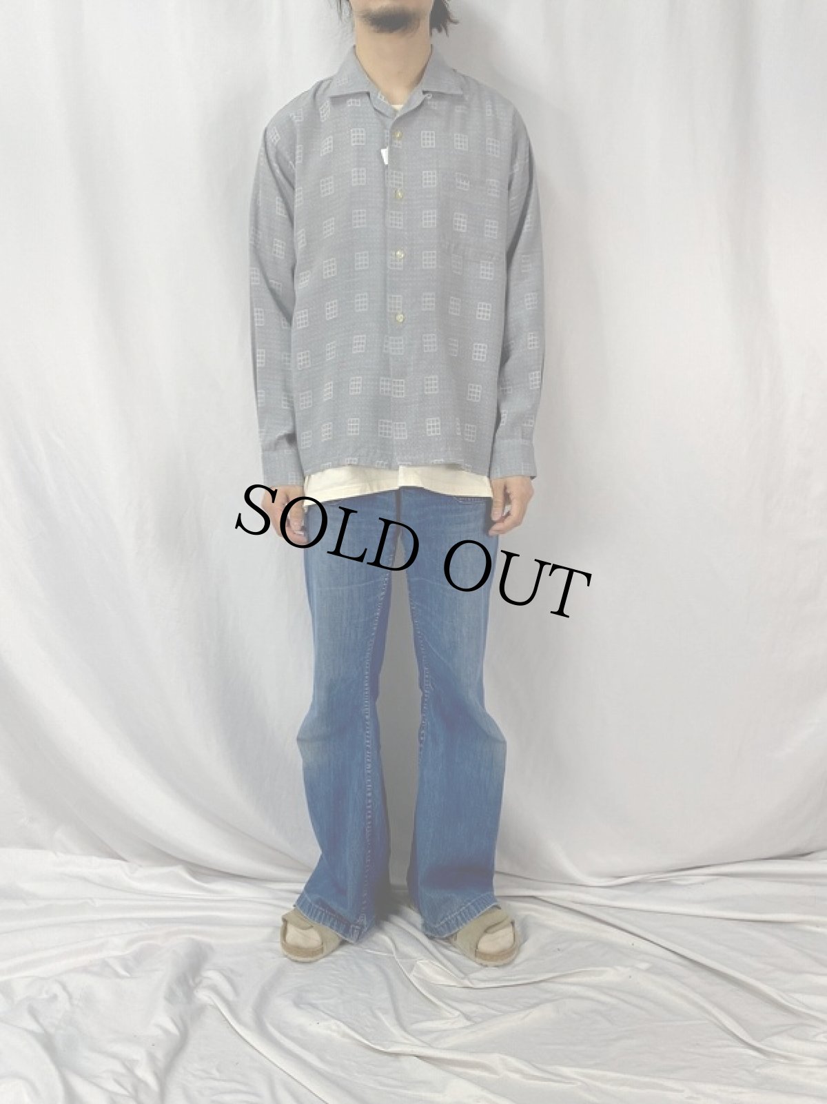 画像2: 50's Le' Parda 総柄 レーヨンオープンカラーシャツ L (2)