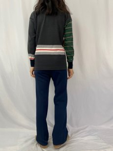 画像4: 【SALE】 90's CANTERBURY マルチボーダー柄 クレイジーパターン 長袖ポロシャツ L (4)
