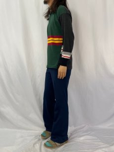 画像3: 【SALE】 90's CANTERBURY マルチボーダー柄 クレイジーパターン 長袖ポロシャツ L (3)