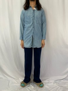 画像2: 40〜50's U.S.NAVY マチ付き シャンブレーシャツ SIZE14 1/2 (2)