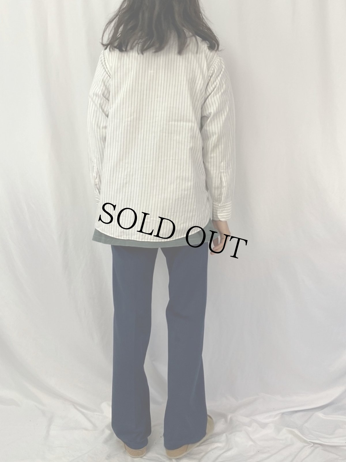 画像4: 50's TruVal ストライプ柄 マチ付き コットンボタンダウンシャツ (4)