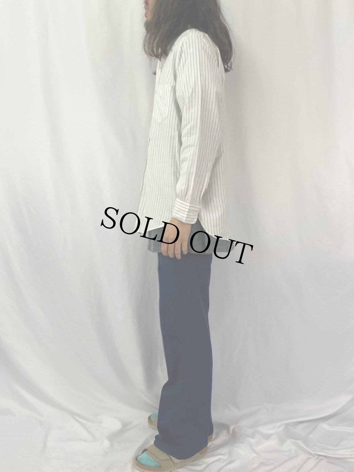 画像3: 50's TruVal ストライプ柄 マチ付き コットンボタンダウンシャツ (3)