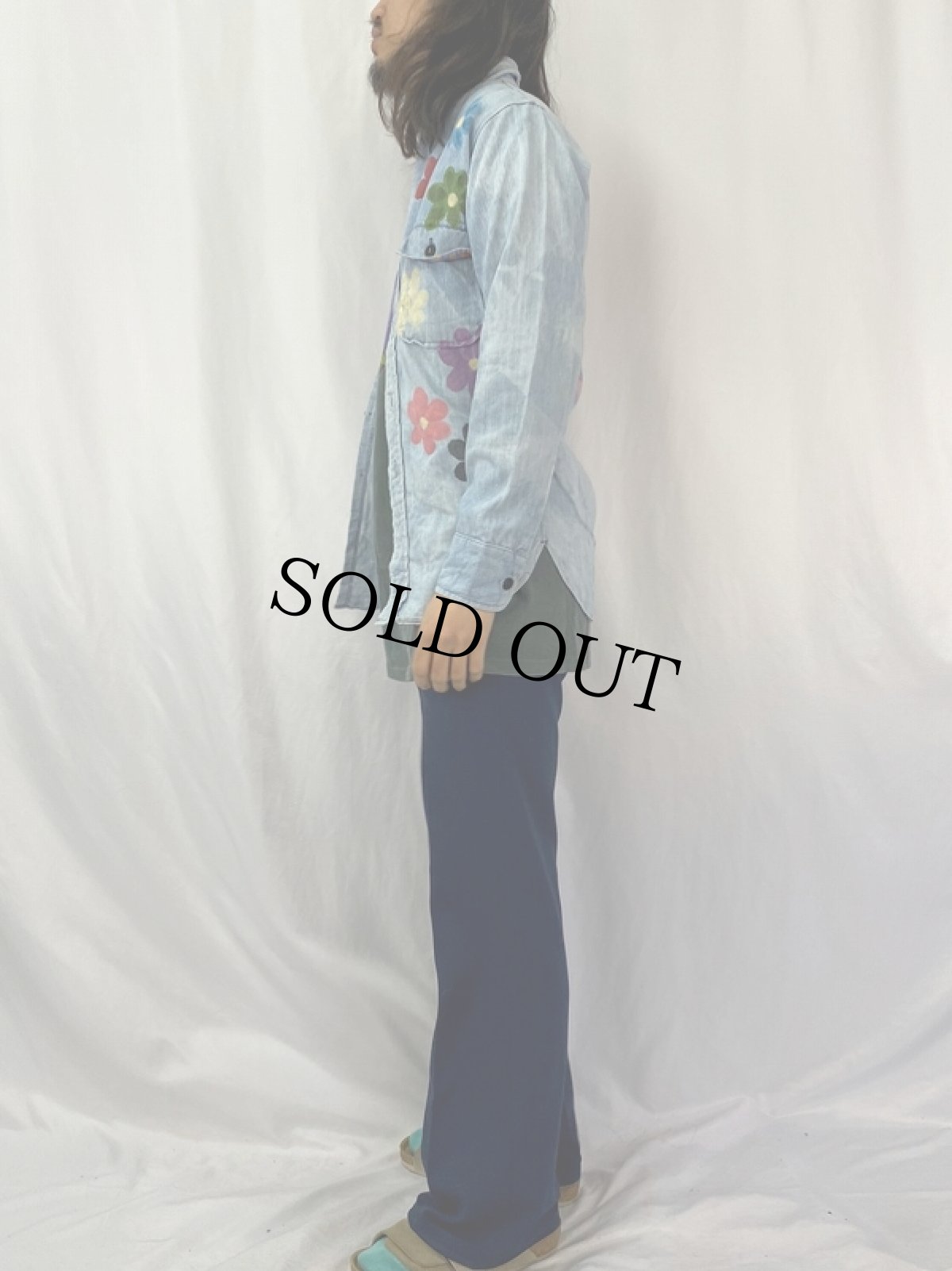 画像3: 60〜70's Fox Knapp USA製 ハンドペイント CPOデニムシャツ (3)