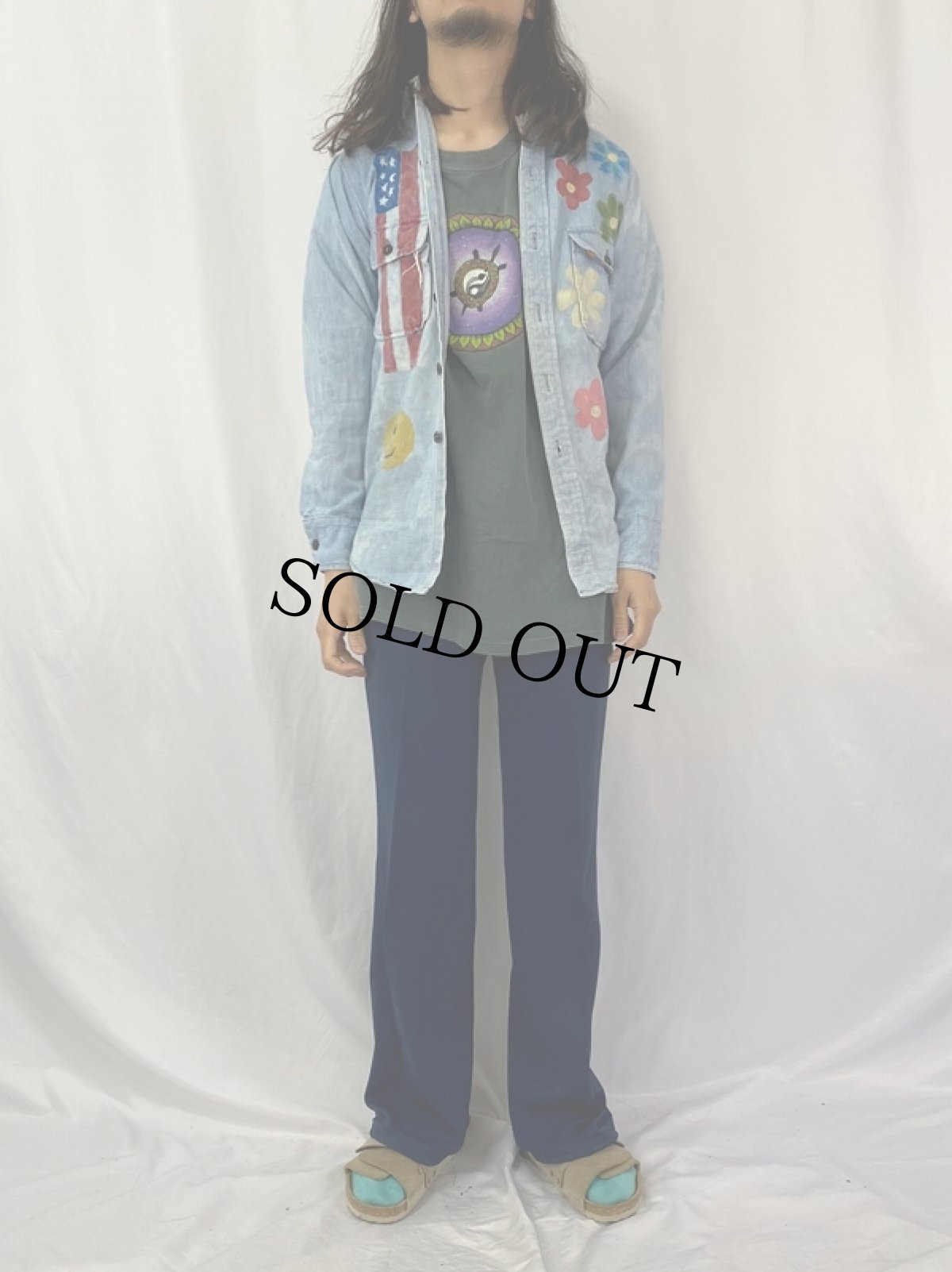 画像2: 60〜70's Fox Knapp USA製 ハンドペイント CPOデニムシャツ (2)