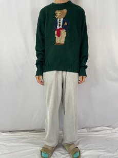 画像2: 90's〜 POLO Ralph Lauren ポロベア  コットン×リネンセーター L (2)