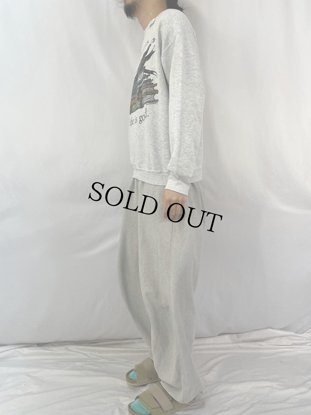 画像3: 2000's Edward Gorey "books.cats." 本×ねこプリントスウェット M (3)