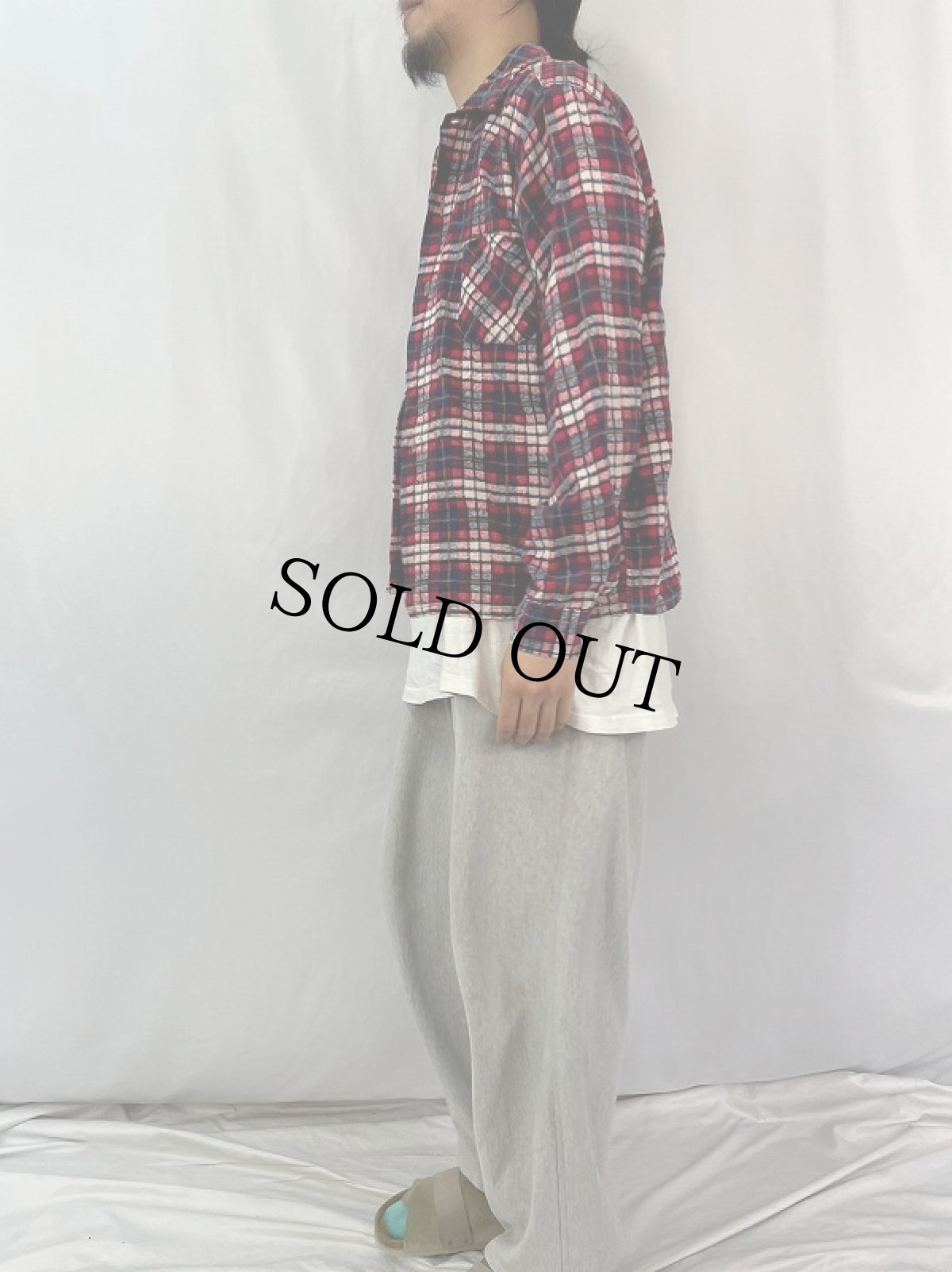 画像3: 60's Wash'n Wear チェック柄 プリントネルシャツ M (3)