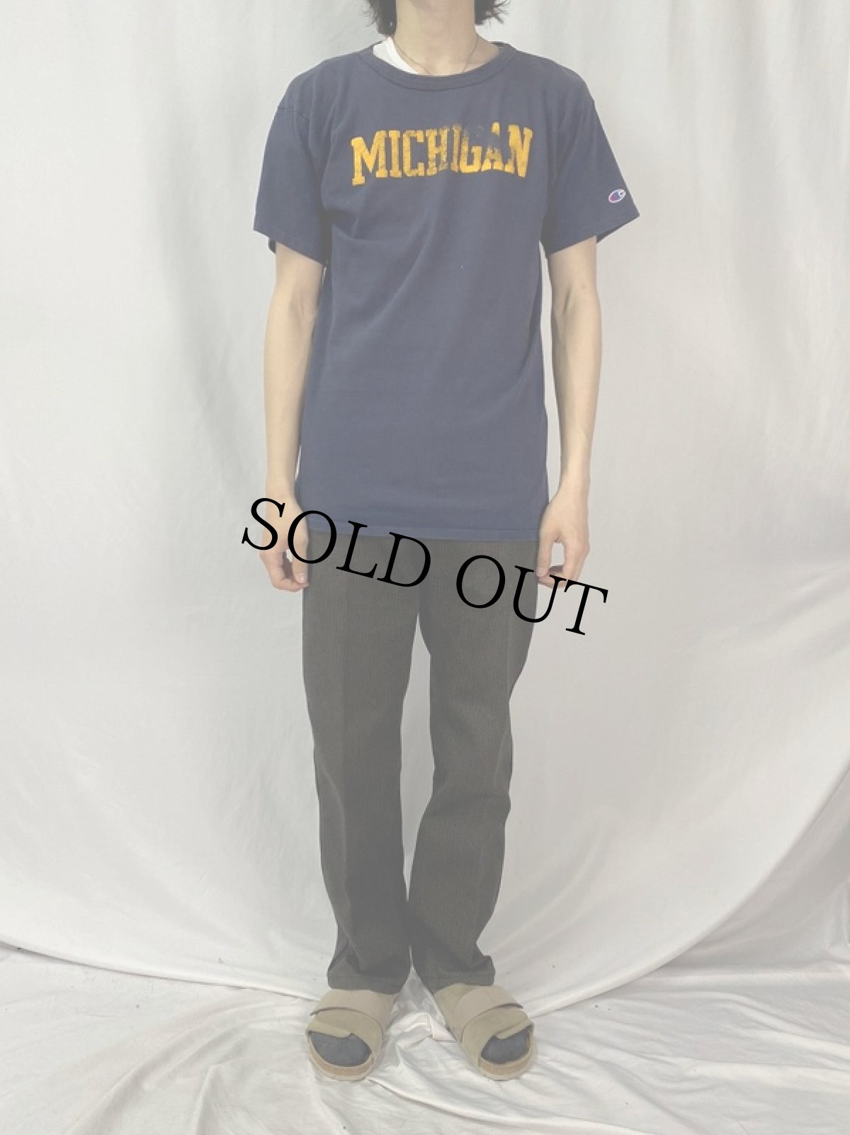 画像2: 80's Champion USA製 トリコタグ "MICHIGAN" プリントTシャツ L (2)