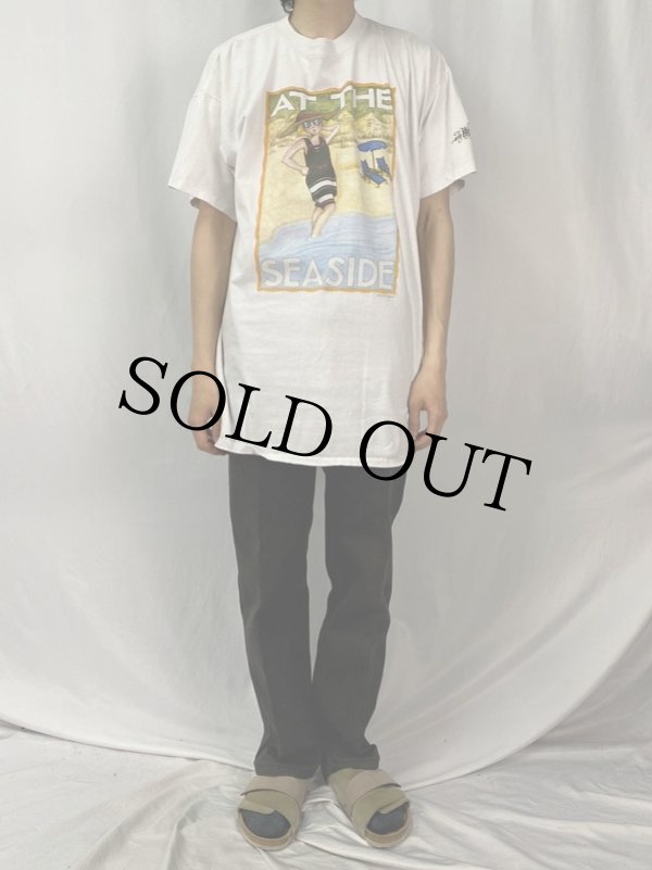 90s USA製 INSIDE PASSAGE ALASKA マップ コットンTシャツ ワンピース 白★オールド ビンテージ アラスカ 船 地図 ビッグサイズ USA製 90s Dr.Seuss 