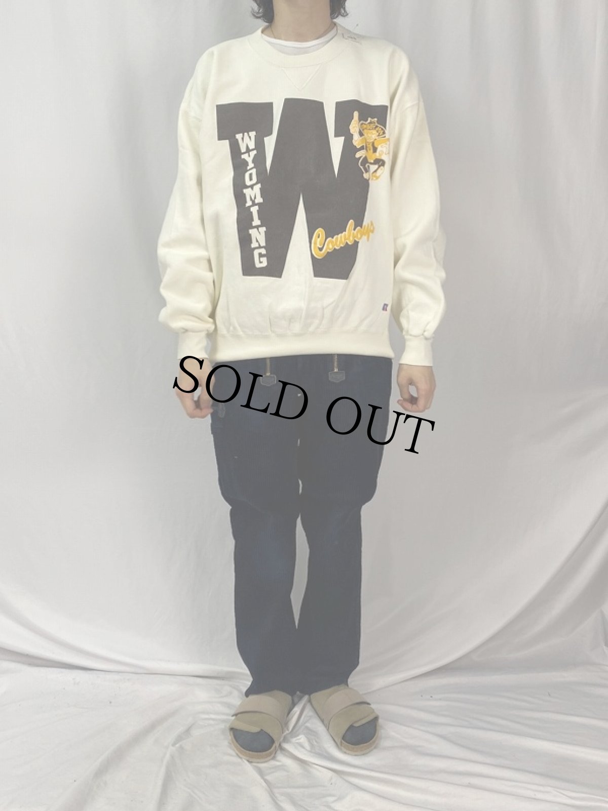 画像2: 90's USA製 "WYOMING" 発泡プリントスウェット XL (2)