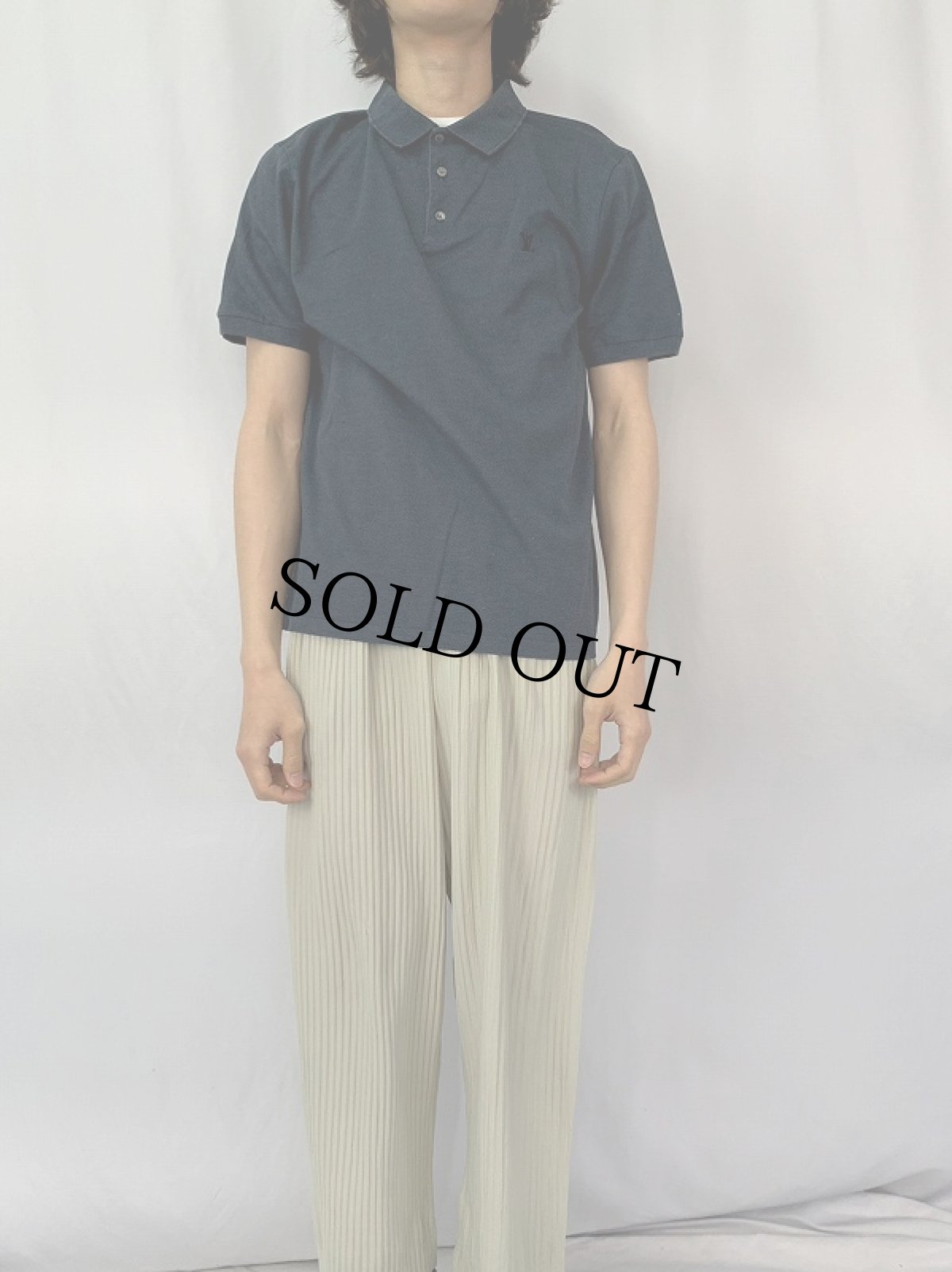 画像2: LOUIS VUITTON ITALY製 ロゴ刺繍 ポロシャツ XL NAVY (2)