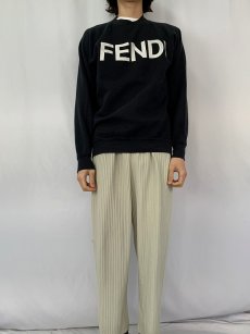 画像2: 80's USA製 ブート FENDI ロゴプリント ラグランスウェット XL (2)