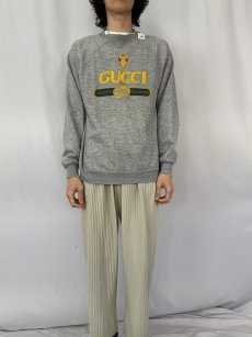 画像2: 80's ブート GUCCI ロゴプリント ラグランスウェット (2)