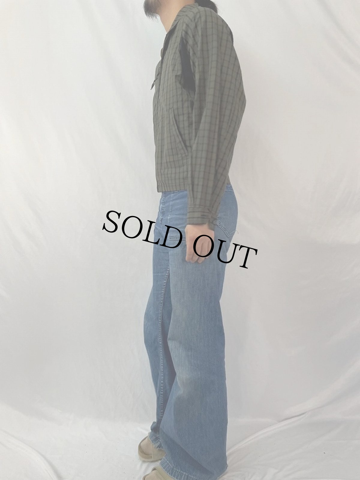 画像3: 60's Field Stream チェック柄 ニット切り替えコットンジャケット SIZE36 (3)