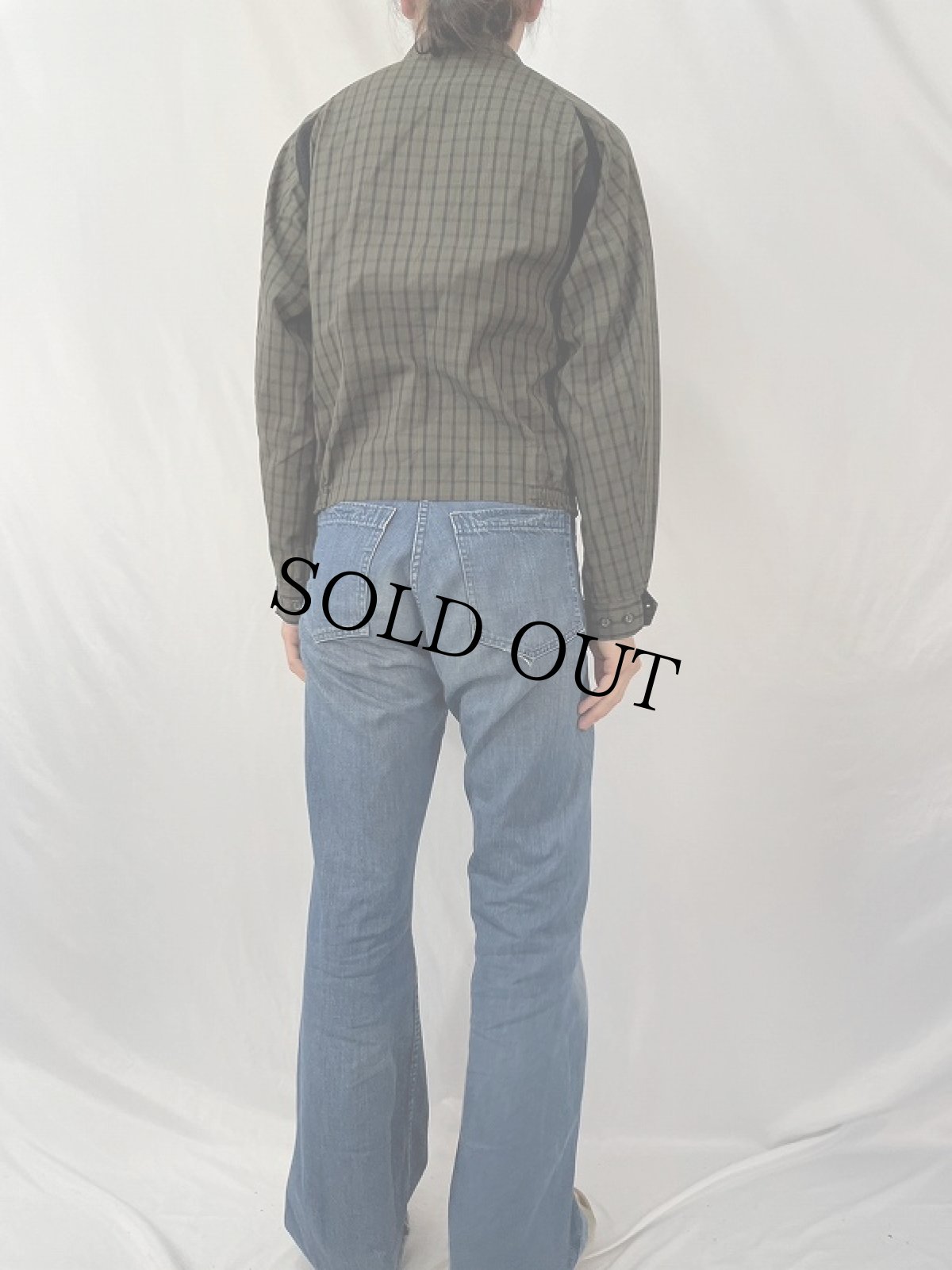 画像4: 60's Field Stream チェック柄 ニット切り替えコットンジャケット SIZE36 (4)