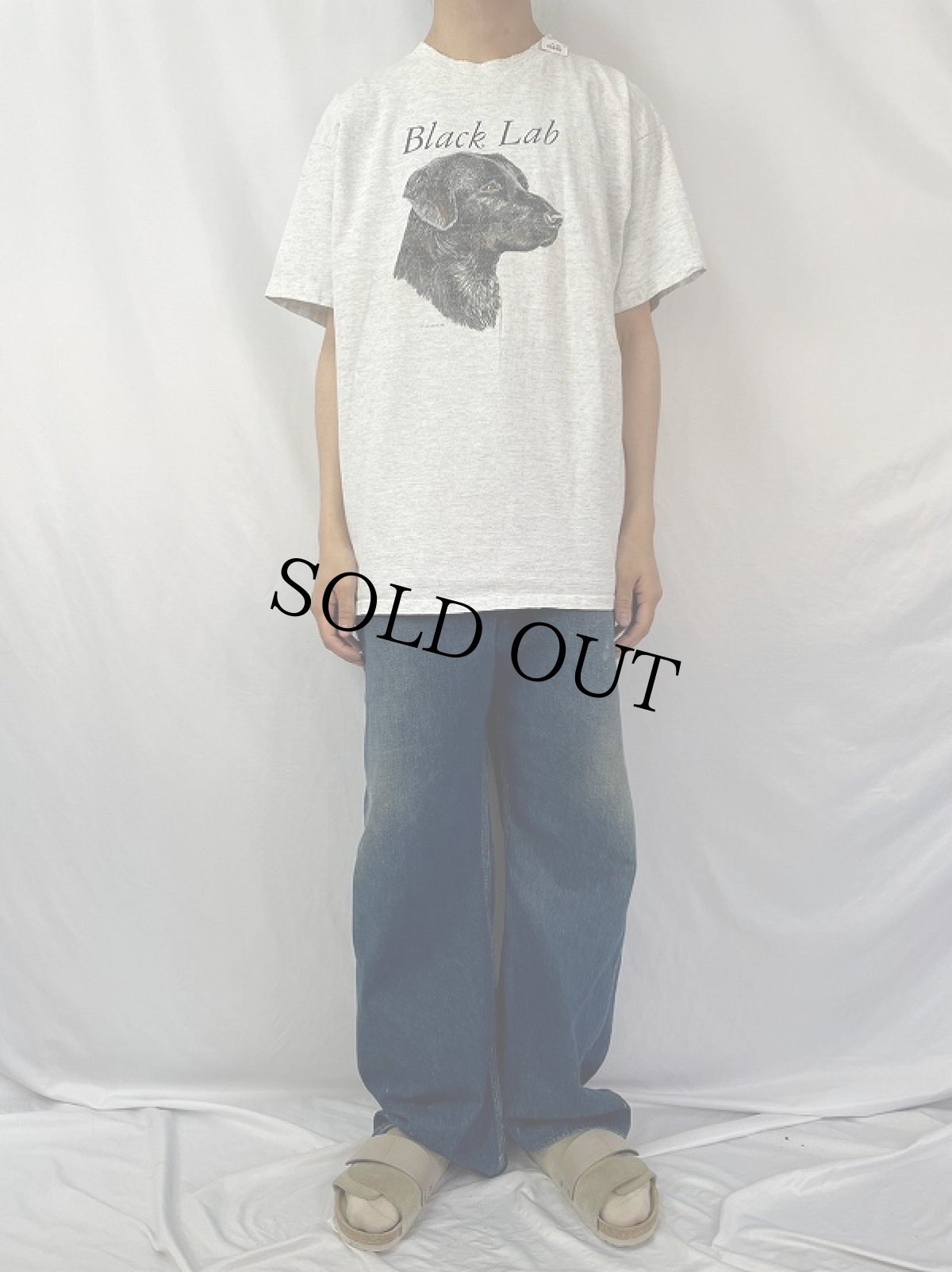 画像2: 90's "Black Lab" 犬プリントTシャツ XL (2)