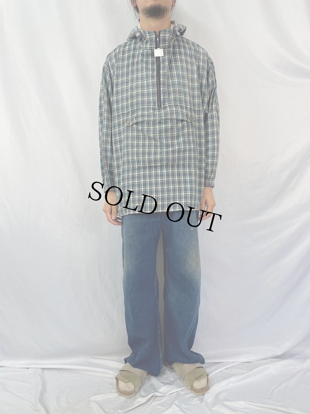 画像2: Paris Sport Club チェック柄 コットンアノラックパーカー L (2)