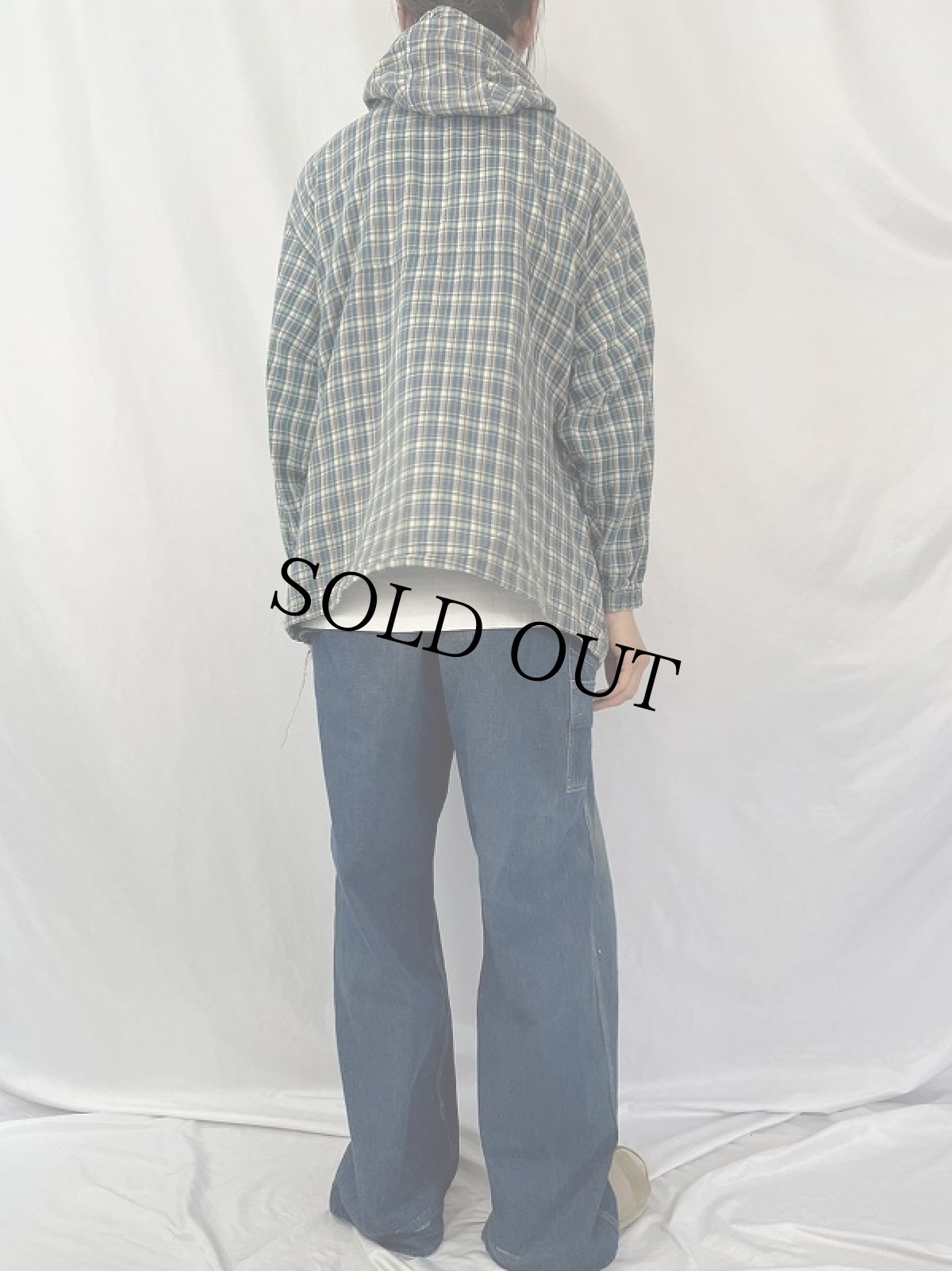 画像4: Paris Sport Club チェック柄 コットンアノラックパーカー L (4)