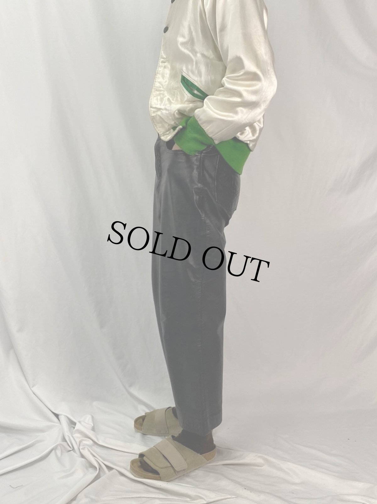 画像3: CANADA製 テーパードレザーパンツ W32 (3)