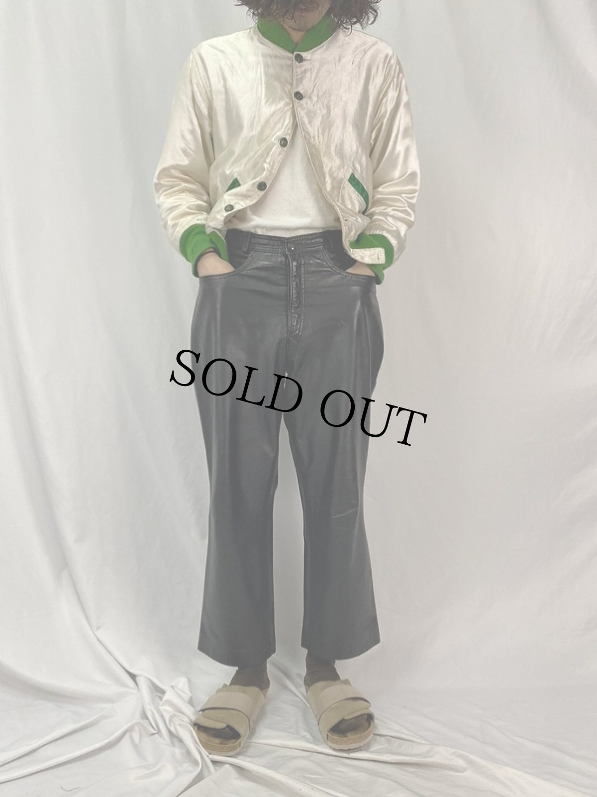 画像2: CANADA製 テーパードレザーパンツ W32 (2)