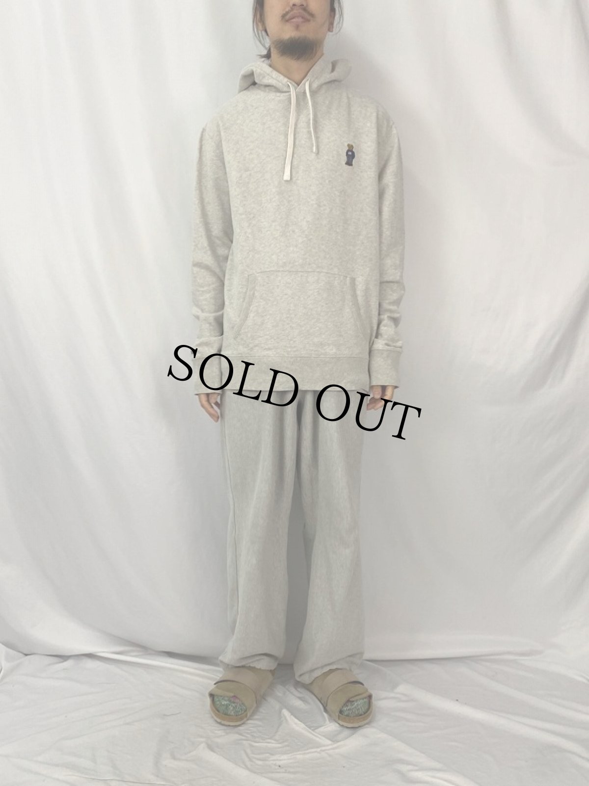 画像2: POLO Ralph Lauren ポロベア刺繍 前V スウェットフーディー XL (2)